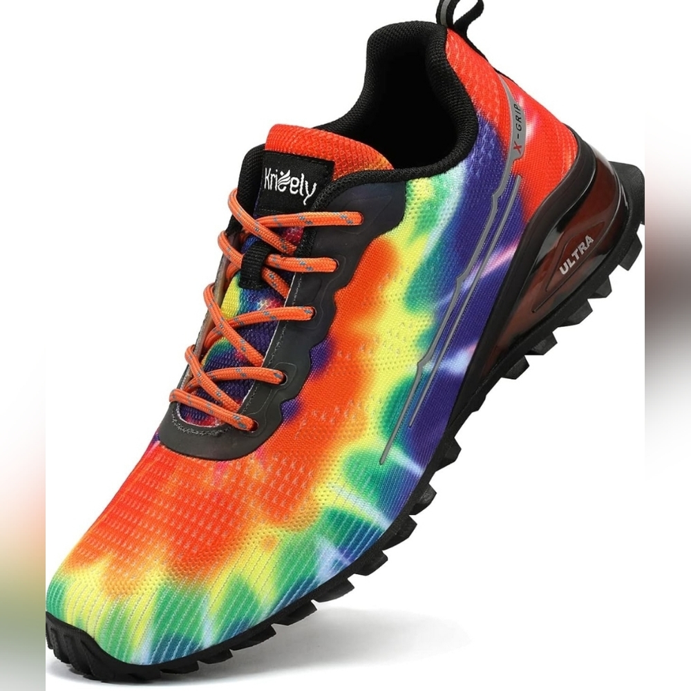 Kricely Men's Trail Running Shoes Walking Hiking Tie-dye